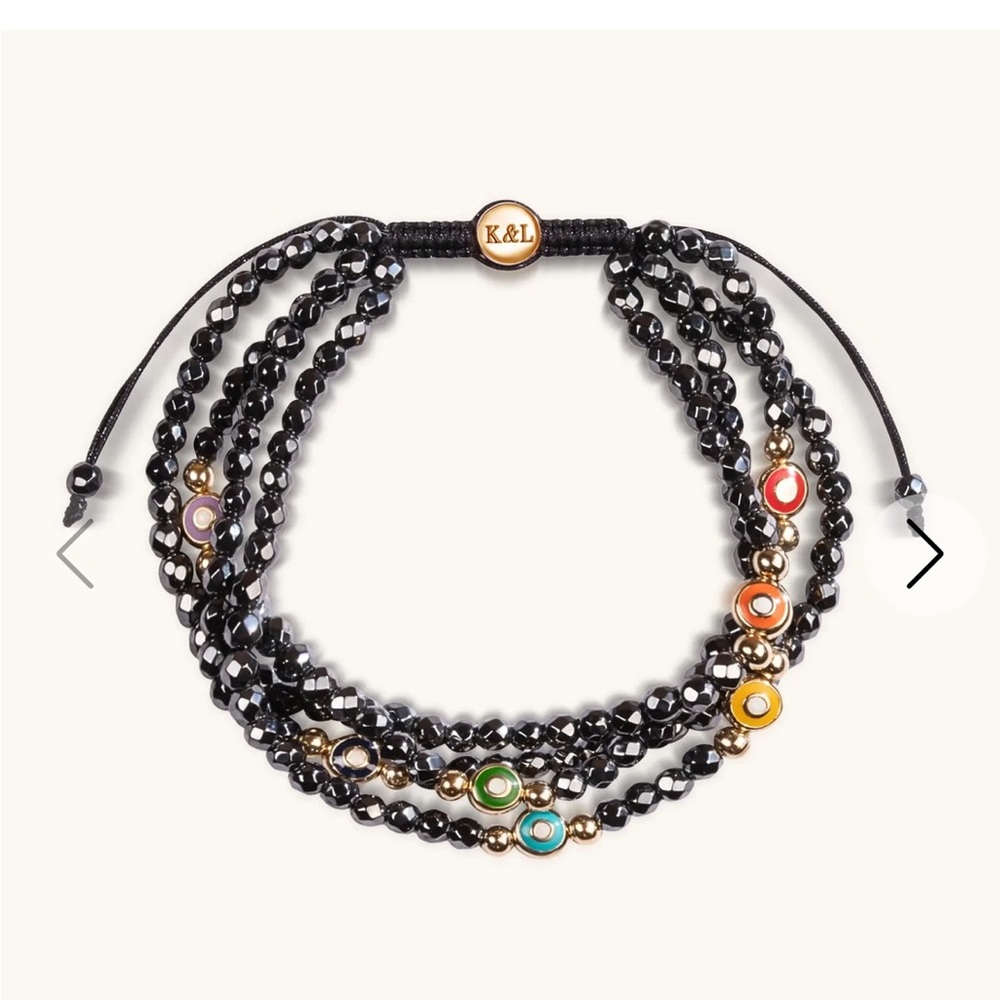 Energetic Spirit - Hematite Chakra Enamel Evil Eye Bracelet - Like New